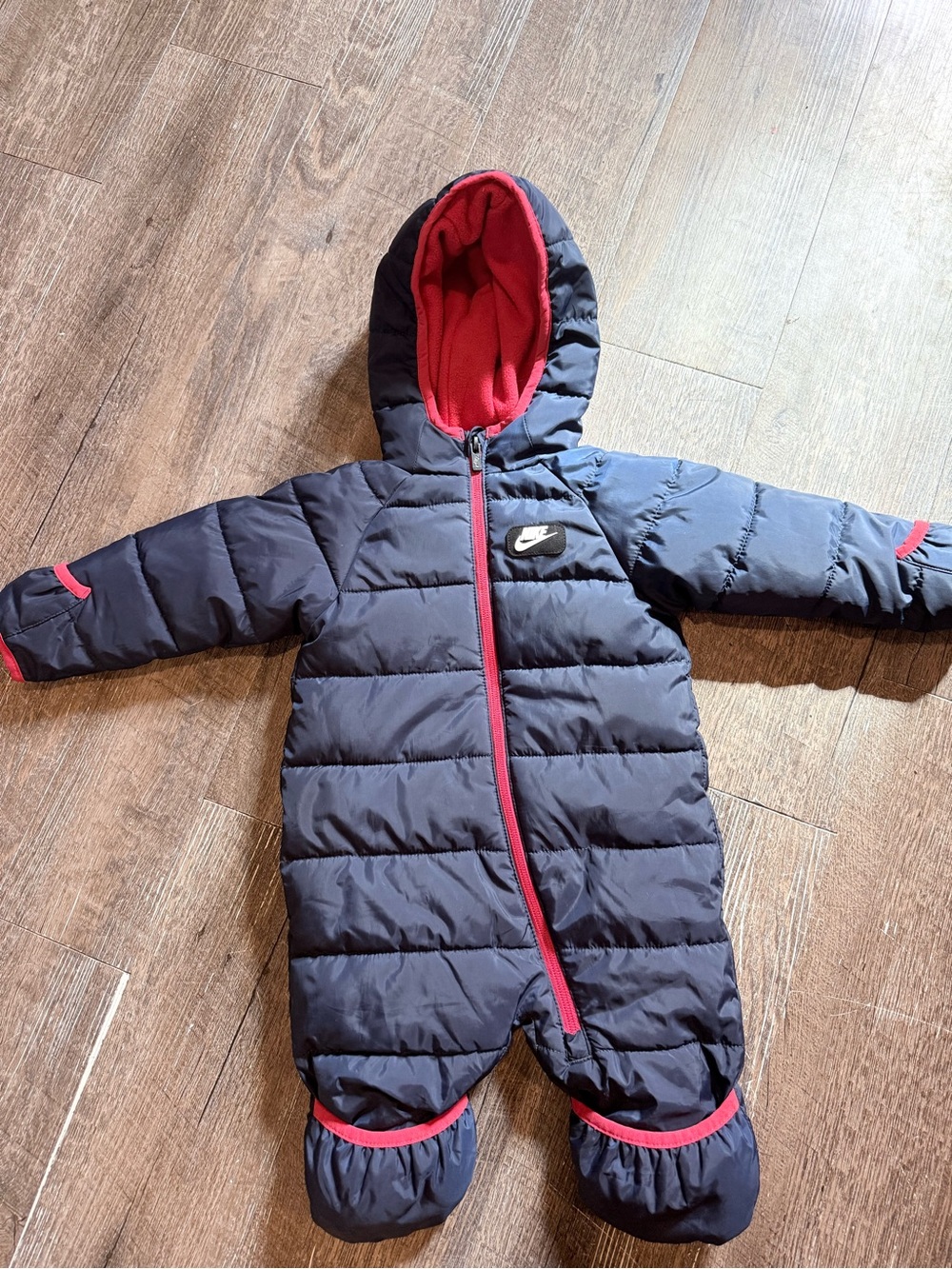 Nike Navy Infant Puffer Bunting with Red Accents